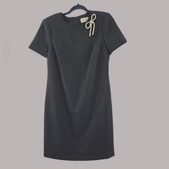 Eliza J Dresses & Skirts - Eliza J Rhinestone Bow Short Sleeve Sheath Dress Black Sz 8 NWT